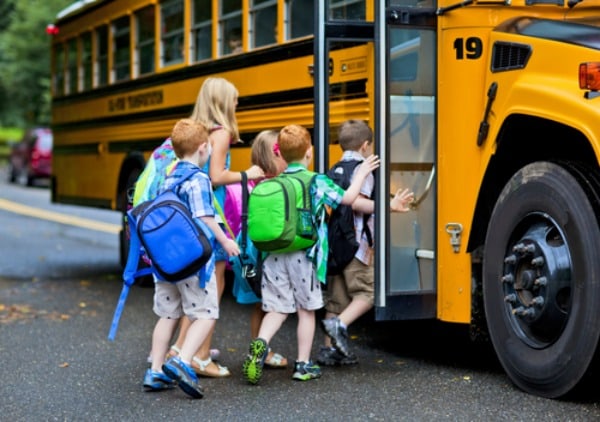 Children Getting on School Bus. Part of the personal story of Shirley Braden [on GlutenFreeEasily.com].