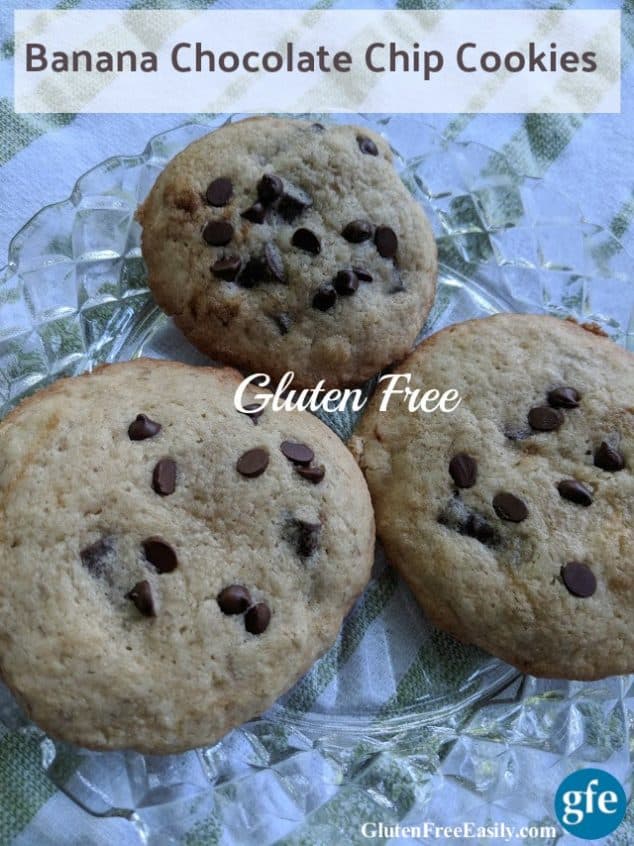 Gluten-Free Banana Chocolate Chip Cookies. Think banana bread with chocolate chips in cookie form. Warm out of the oven, these cookies are simply amazing! [from GlutenFreeEasily.com]