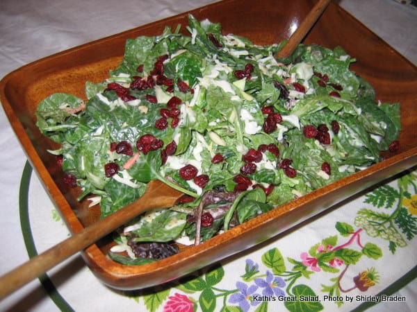 Kathi's Great Salad with Poppy Seed Dressing is fabulous for any occasion with its wonderful mix of crunchiness, chewiness, and sweetness. It will convert non-salad lovers to salad fans and it can easily be made when you arrive at your destination. [from GlutenFreeEasily.com] (photo)