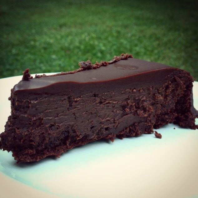 A Slice of My Flourless Chocolate Cake (Gluten Free). (Photo courtesy of Brandae Filla.) [from GlutenFreeEasily.com] (photo)