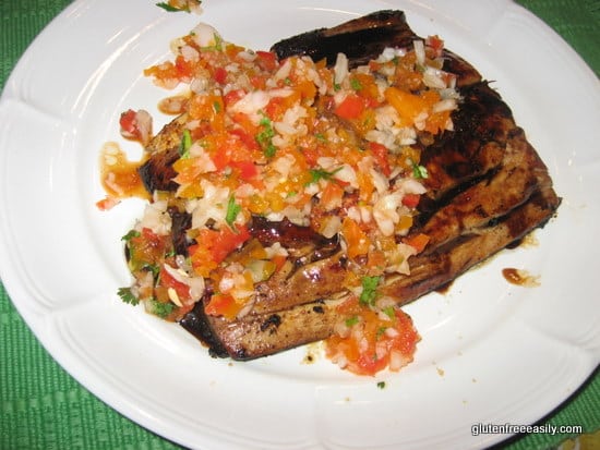 You won't believe how flavorful and fabulous this Ginger-Glazed Mahi Mahi with Pico de Gallo is! Naturally gluten free as long as you ensure your soy sauce is gf. Makes a pretty presentation, too! (photo)