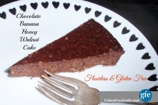 Gluten-Free Flourless Chocolate Banana Honey Walnut Cake