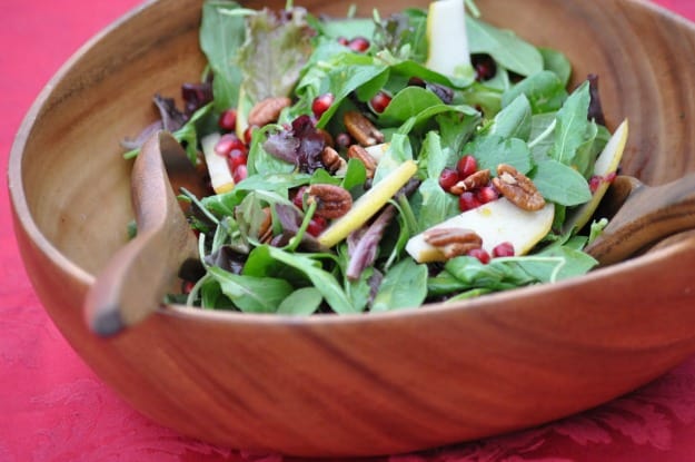 Pear Pomegranate Salad with Orange Vinaigrette Dressing. Perfect for the holiday table! 