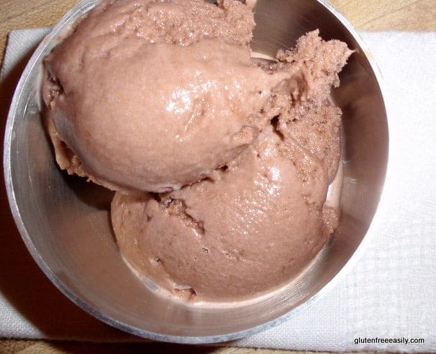 The flavors in this Chocolate POMerdoodle Ice Cream are simply wonderful! Rich creamy chocolate with a little bit of a fruity burst from the pomegranate juice. (photo)