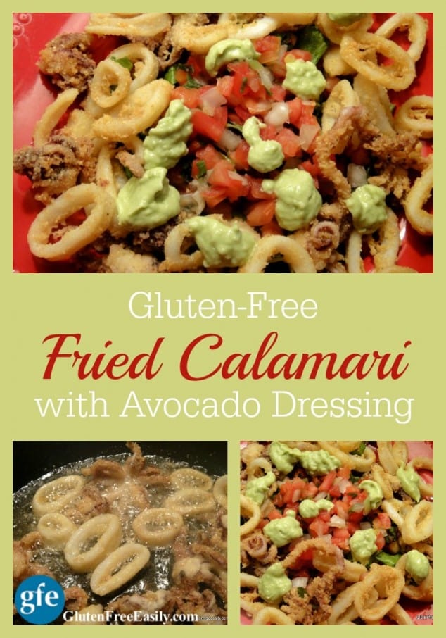 Gluten-Free Fried Calamari. As good as gluten-full calamari ever was! One of 17 gluten-free holiday appetizers that will make your New Year celebration! [from GlutenFreeEasily.com] (photo)