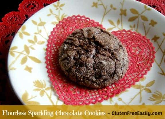 These naturally gluten-free Flourless Sparkling Chocolate Cookies have a wow factor! They're sort of magical to be honest. [from GlutenFreeEasily.com] (photo)