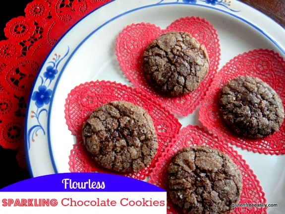 Naturally gluten-free Flourless Sparkling Chocolate Cookies that will wow you! They're sort of magical to be honest. [from GlutenFreeEasily.com] (photo)