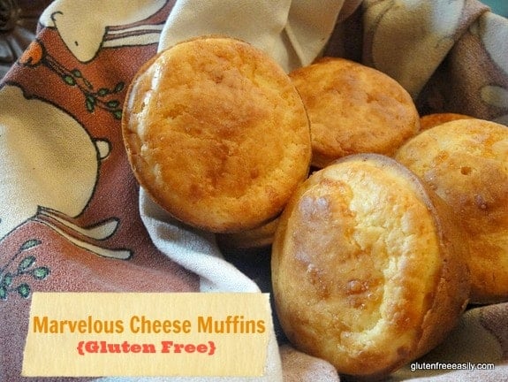 Marvelous Gluten-Free Cheese Muffins. A little crisper on the outside and tender on the inside. Perfectly cheesy accompaniment to soup or chili but great with any meal really. [from GlutenFreeEasily.com]