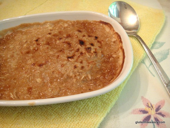 Gluten-Free Oatmeal Brulee makes such a special, but quick breakfast. (Be sure to use gluten-free purity protocol oats only!) One of many fabulous Gluten-Free Mother's Day Brunch Recipes! From Gluten Free Easily.