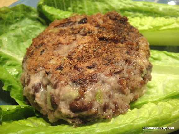 Everyone loves these Blackened Black Bean Burgers! Naturally gluten free, vegetarian, with a vegan option. From Gluten Free Easily. Photo.