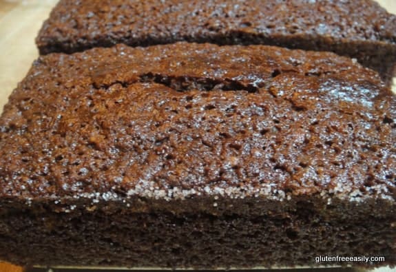 Gluten-Free Molasses Banana Bread. Twin Loaves side by side. One of the best gluten-free banana bread recipes featured on gfe.