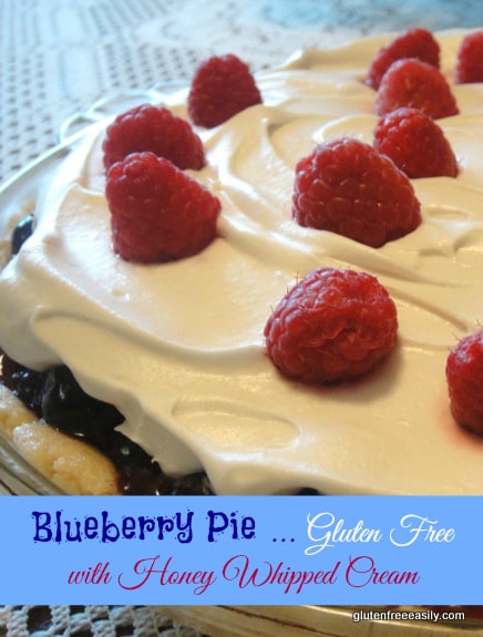 No-Baken Gluten-Free Blueberry Pie with Honey Whipped Cream. This dessert works patriotic holidays and all summer long! [from GlutenFreeEasily.com] 