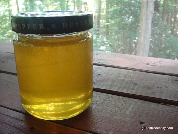 Raising Honey Bees and Harvesting Their Honey. Light golden honey jarred and ready to eat!