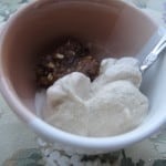 Dairy-Free Coffee Ice Cream. Yes, dairy free and delicious. Served with an Oatmeal Marble Square. Featured on Gluten Free Easily.