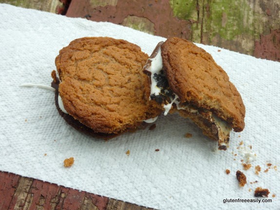 Gluten-Free Cookie S'mores! The best S'mores you can imagine. Any gluten-free cookie can be used. [from GlutenFreeEasily.com] (photo)