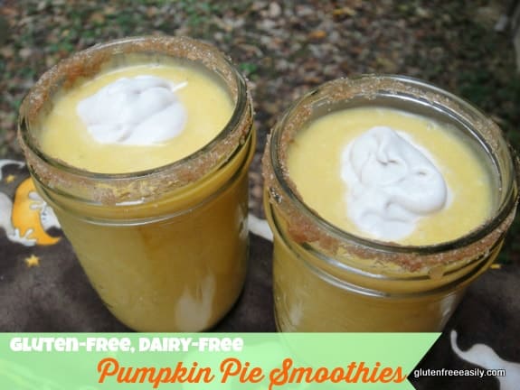 Pumpkin Pie Smoothies. Sipping your pumpkin pie is the way to go! [from GlutenFreeEasily.com] {photo)