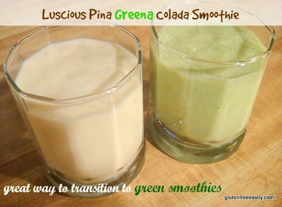 Vegan Pina Greena Colada Smoothie from Gluten Free Easily