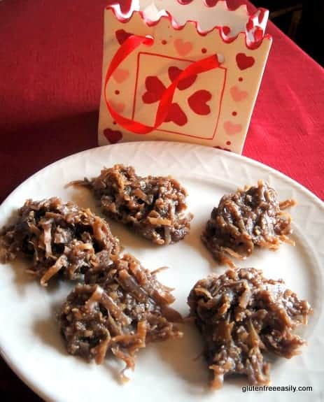 no-bake almond chocolate double coconut cookies