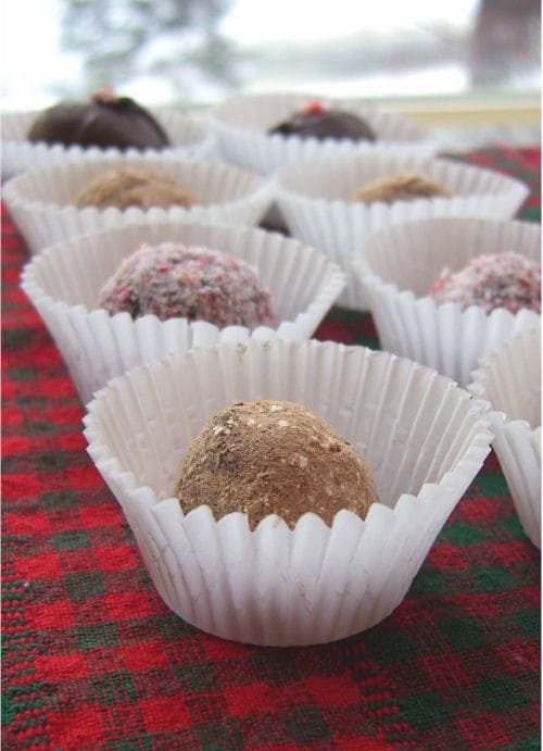 Semi-Sweet Chocolate Mint Truffles. 4 Ways. Meaning four delicious coating options.