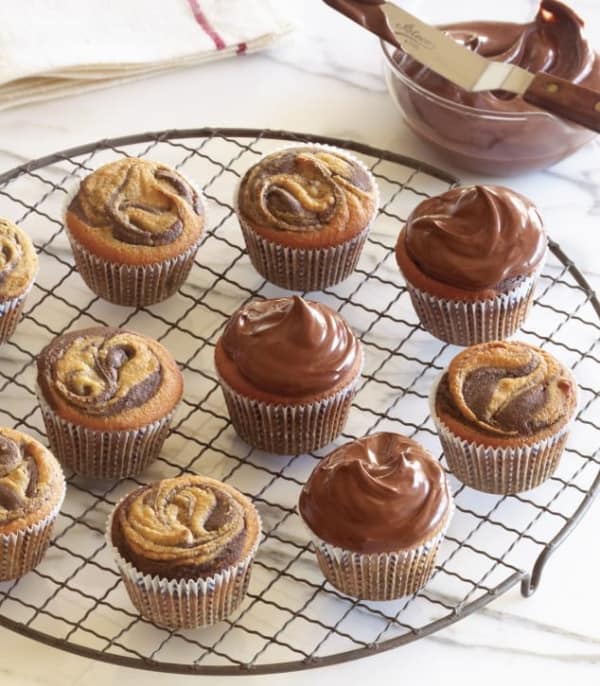 Gluten-Free Marble Cupcakes and Chocolate Frosting