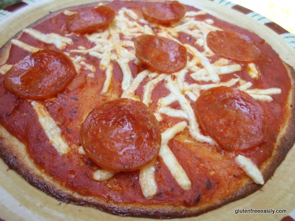Individual Cornmeal Pizza from Gluten Free in Five Minutes by Roben Ryberg [featured on GlutenFreeEasily.com]