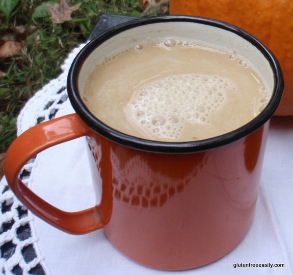 Velvety Pumpkin Spice Latte. A kid-friendly naturally gluten-free and dairy-free version that even adults will love. Feel free to add a little coffee to your version. [from GlutenFreeEasily.com]