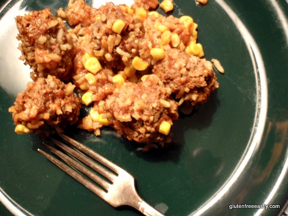 Gluten-Free Porcupine Meatballs are an "old school," kid-friendly recipe. Naturally gluten free and made from ingredients you most likely have in your pantry. Delicious comfort food. Add in some other ingredients (like corn and mushrooms) if you like.