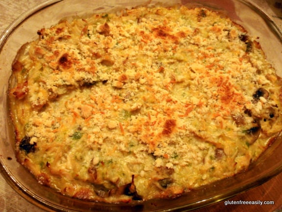 gluten free, dairy free, tetrazzini, casserole, turkey leftovers, Thanksgiving, holiday