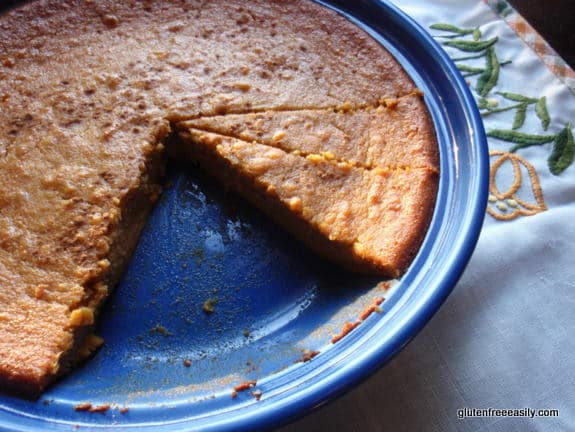 Crustless Gluten-Free Sweet Potato Pie from Gluten Free Easily. Nobody will miss the crust with this pie; I promise! Naturally gluten free and dairy free with grain-free, egg-free option. Oh my, my, my, this pie is good! Warning: It might replace your pumpkin pie. [from GlutenFreeEasily.com]