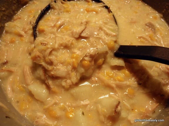 Gluten-Free Bacon Chicken Corn Chowder. Or you can make it Bacon Turkey Corn Chowder. Or simply Bacon Corn Chowder if you don't want to add chicken or turkey or don't have any on hand. This delicious chowder can be made in just a few minutes! [from GlutenFreeEasily.com]