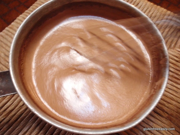 Chocolate Doughnut Hot Chocolate. Did I really put a doughnut in my mug of hot chocolate? Read my post to find out, but you'll want this recipe for sure. Gluten free, dairy free. [from GlutenFreeEasily.com] (photo)