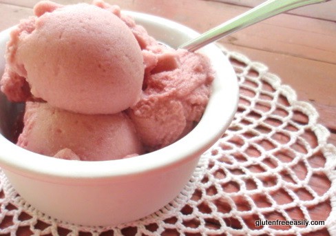 Pretty in pink, light and refreshing Pomegranate Sherbet! Perfect all year long  but a godsend during the hot summer months. [from GlutenFreeEasily.com]