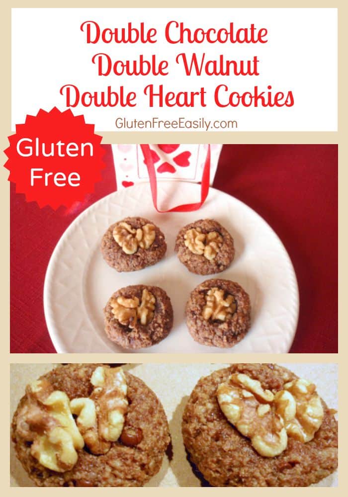 Double Chocolate, Double Walnut, Double Heart Cookies at Gluten Free Easily