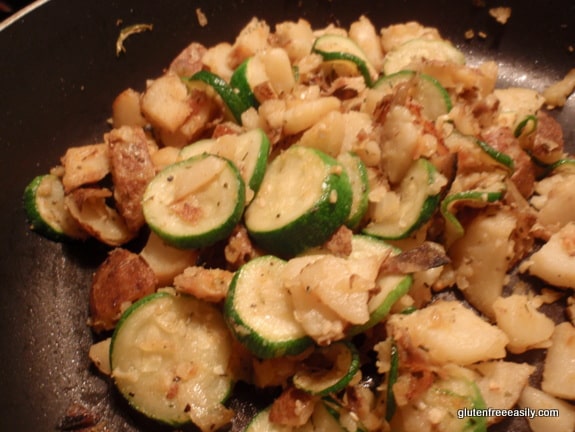 Heavenly Hash Browns with Zucchini and Bacon Added. 
