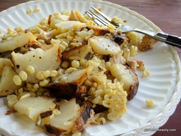 Simple Heavenly Hash Browns made from Campfire Potatoes and Corn (cut off cob after grilling). [from GlutenFreeEasily.com]