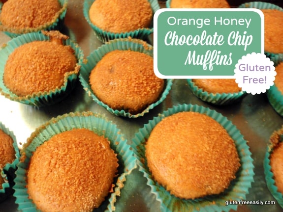 These gluten-free Orange Honey Chocolate Chip Muffins are light and lovely with their orange flavor nicely punctuated by the addition of chocolate chips. [from GlutenFreeEasily.com] (photo)