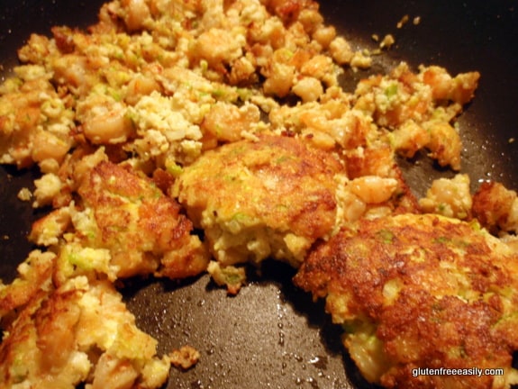 coconut popcorn shrimp cakes, crumbles, gluten free, dairy free, egg free