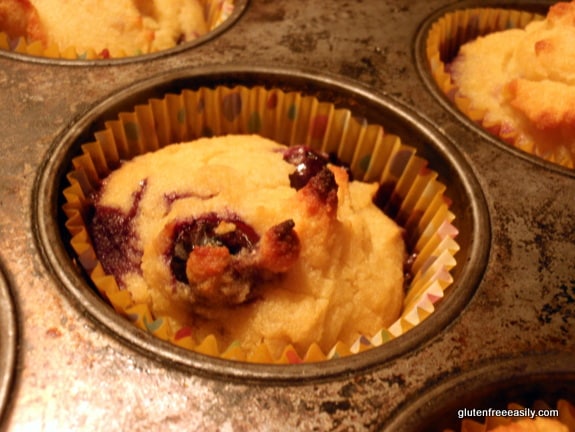 Gluten-Free Coconut Blueberry Pound Cupcakes on gfe. Absolutely as good as they sound! Think portable pound cake with coconut blueberry yumminess! #glutenfree #grainfree #paleo