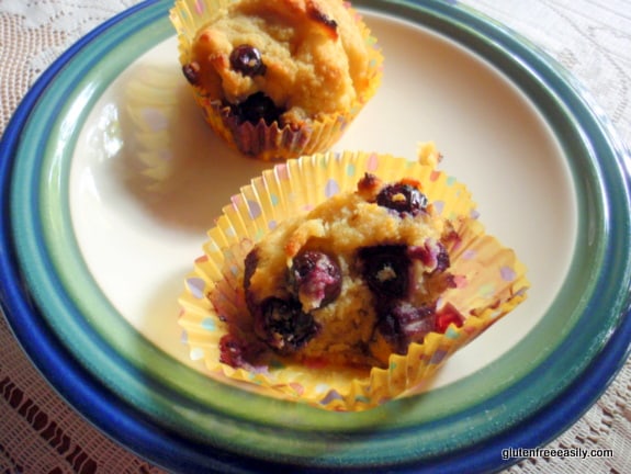 Gluten-Free Coconut Blueberry Pound Cupcakes on gfe. Absolutely as good as they sound! Think portable pound cake with coconut blueberry yumminess! #glutenfree #grainfree #paleo