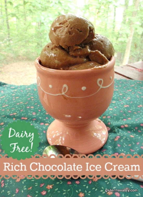 This rich chocolate ice cream is gluten free, dairy free, egg free, and vegan, but if you 