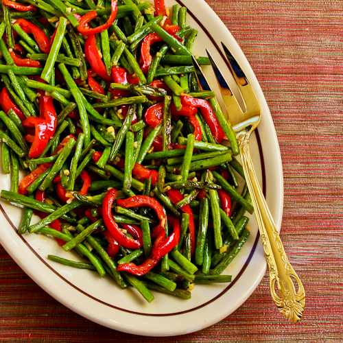 green beans, gluten free, dairy free, vegan, vegetarian, red pepper, ginger, Kalyn's Kitchen