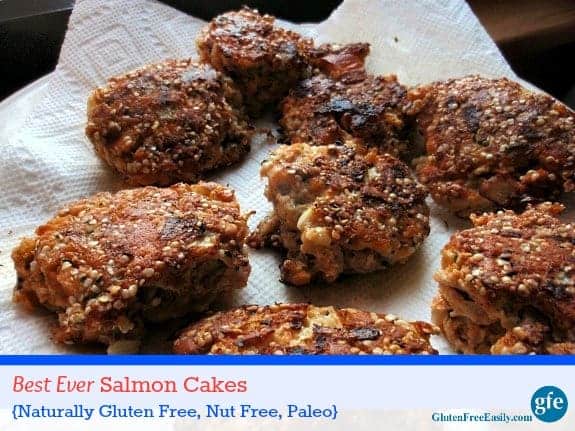 These Best Ever Gluten-Free Salmon Cakes are naturally gluten free, grain free, dairy free, nut free, and "more free" but they're still absolutely delicious! Hemp seeds are the "secret ingredient" that makes these salmon cakes so special and I do mean special! [from GlutenFreeEasily.com]