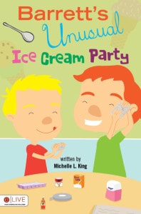 gluten free, gluten intolerance, celiac, children's book, Barrett's Unusual Ice Cream Party, Michelle King