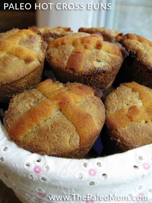 These Gluten-Free and Paleo Hot Cross Buns show off their higher nutrition right away by the lack of icing in their crosses!