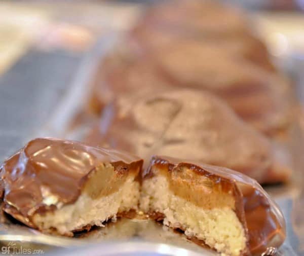 Gluten-Free Homemade Tagalongs Girl Scout Cookies. One of the top homemade gluten-free Girl Scout cookie recipes featured on gfe. [GlutenFreeEasily.com]
