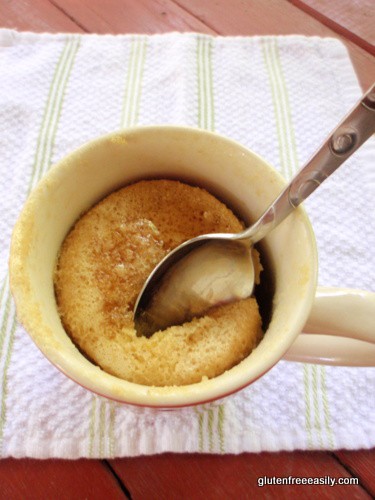 If you're a pancake lover, you're going to flip over this Gluten-Free Mug Pancake! You can enjoy it in 3 minutes! No waiting and flipping necessary. From Gluten Free Easily (photo)