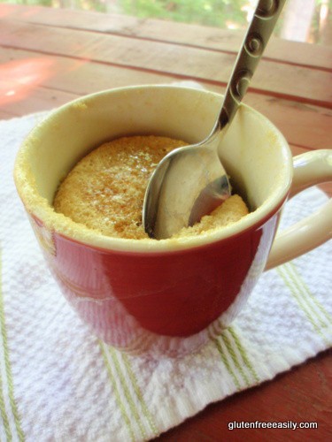 If you're a pancake lover, you're going to flip over this Gluten-Free Mug Pancake! You can enjoy it in 3 minutes! No waiting and flipping necessary. From Gluten Free Easily (photo)