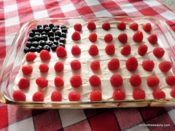 Flourless Chocolate Quinoa Cake All Decked Out for 4th of July, Memorial, Day, Labor Day