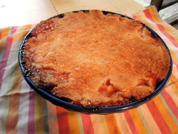 Easy Crustless Gluten-Free Peach Pie. Gluten free with a "pour over" crust. [from GlutenFreeEasily.com]