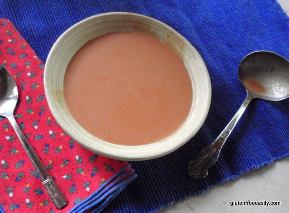 Cheater Tomato Soup recipe. Almost instant in fact. Two ingredients and ready in 2 minutes. [From GlutenFreeEasily..com] (photo)